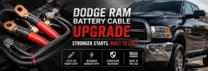 Heavy duty battery cables installed on a Dodge Ram