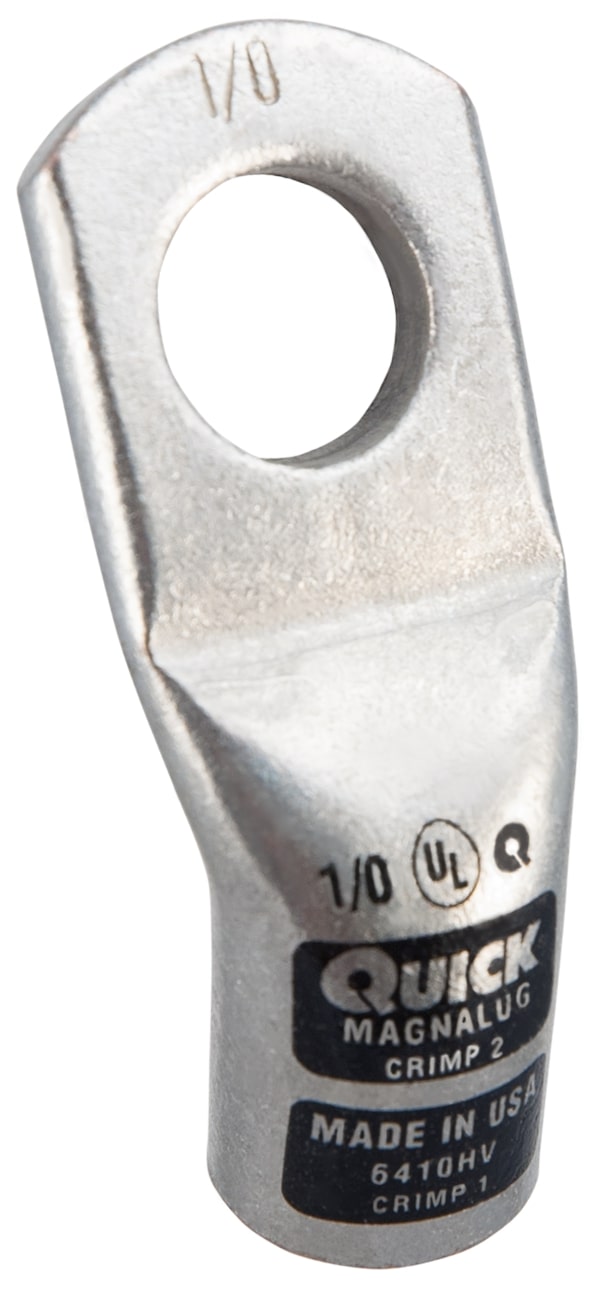 Heavy Duty Lug with 45 degree bend - 1/0 (one-aught) 1 Heavy Duty Lug with 45 degree bend - 1/0 (one-aught)