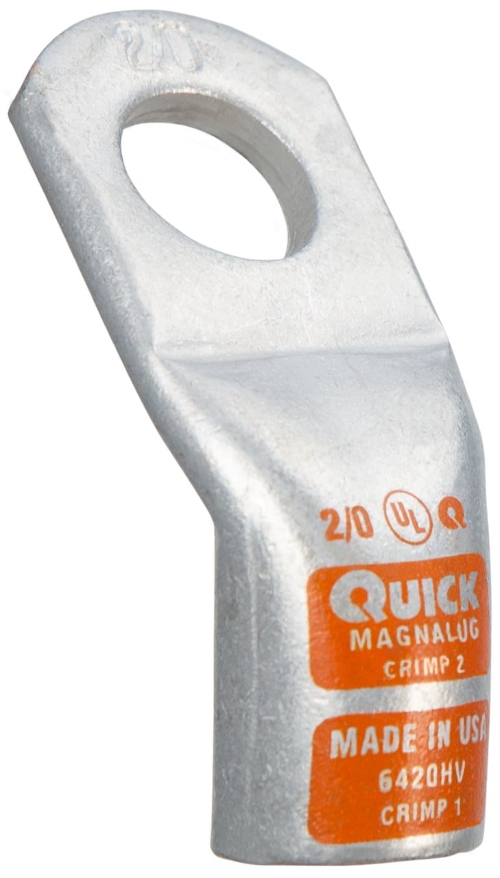 Heavy Duty Lug with 45 degree bend - 2/0 (two-aught)